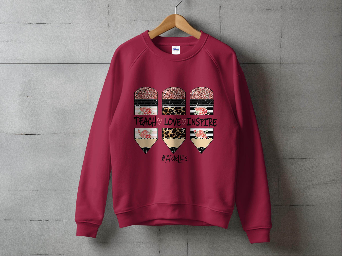 Teach Love Inspire Pencils for Teachers AideLife Sweater - Design & Vybe
