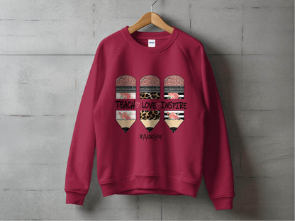 Teach Love Inspire Pencils for Teachers AideLife Sweater - Design & Vybe
