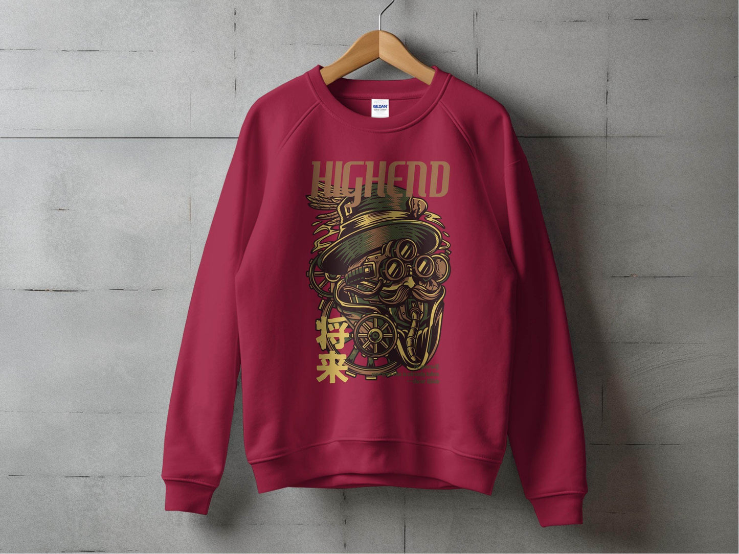Highend Steampunk Character Illustration Print Sweater - Design & Vybe