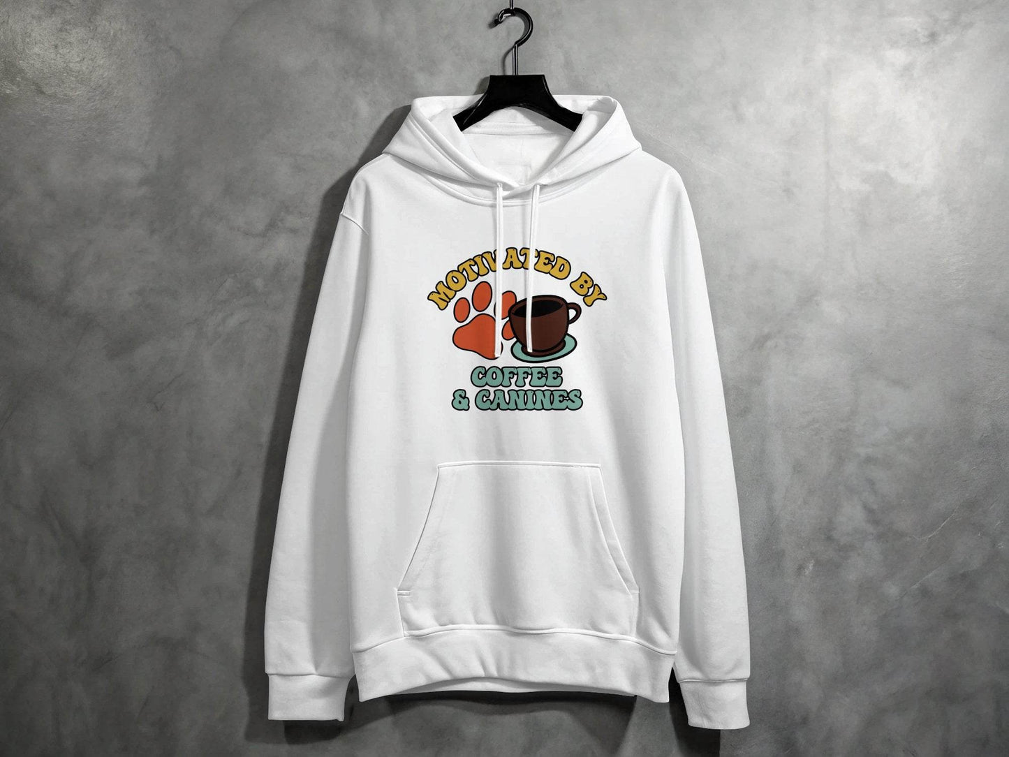 Motivated By Coffee Canines Graphic Art Novelty Hoodie - Design & Vybe