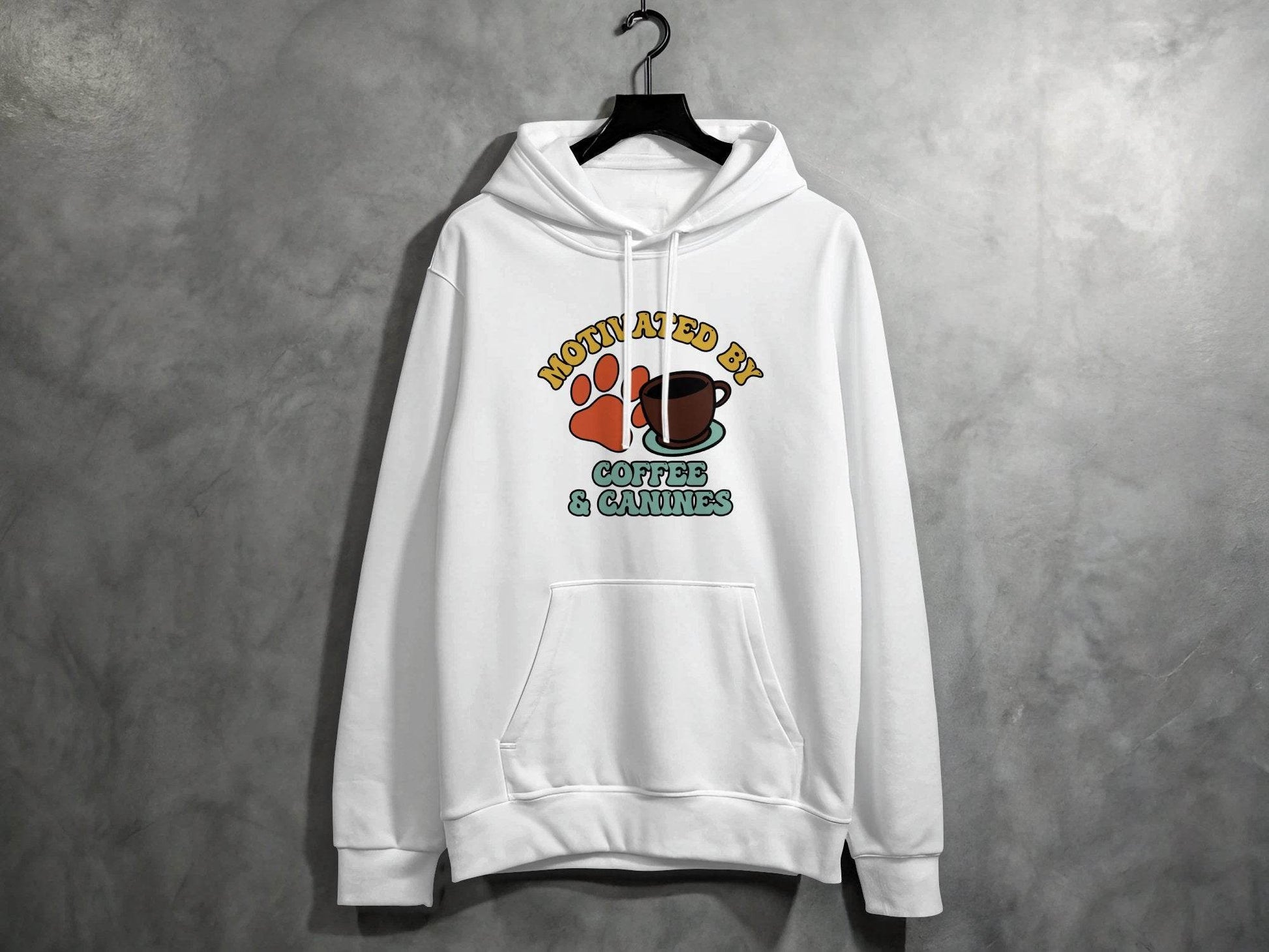 Motivated By Coffee Canines Graphic Art Novelty Hoodie - Design & Vybe