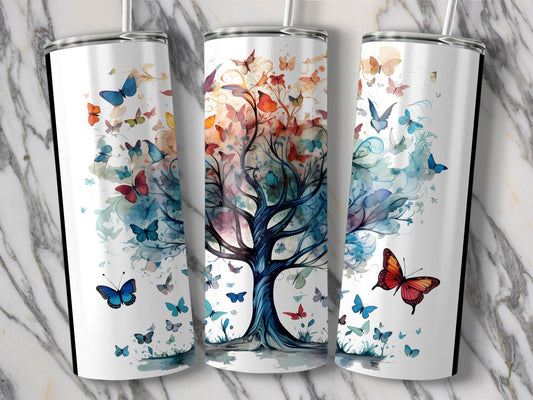 Butterfly Tree Artistic Floral Design Beautiful Art Tumbler - Design & Vybe