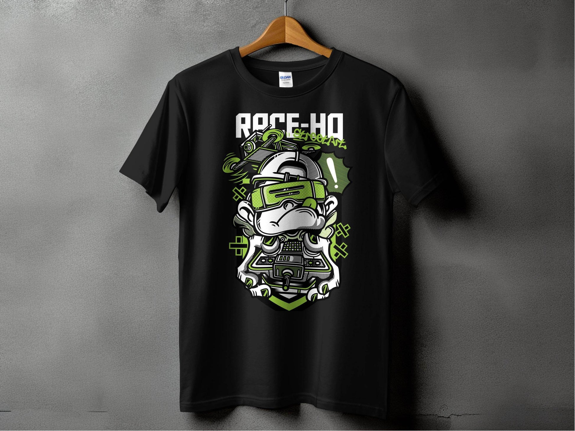 Street Art Monkey with Console Graphics Cool T-Shirt - Design & Vybe