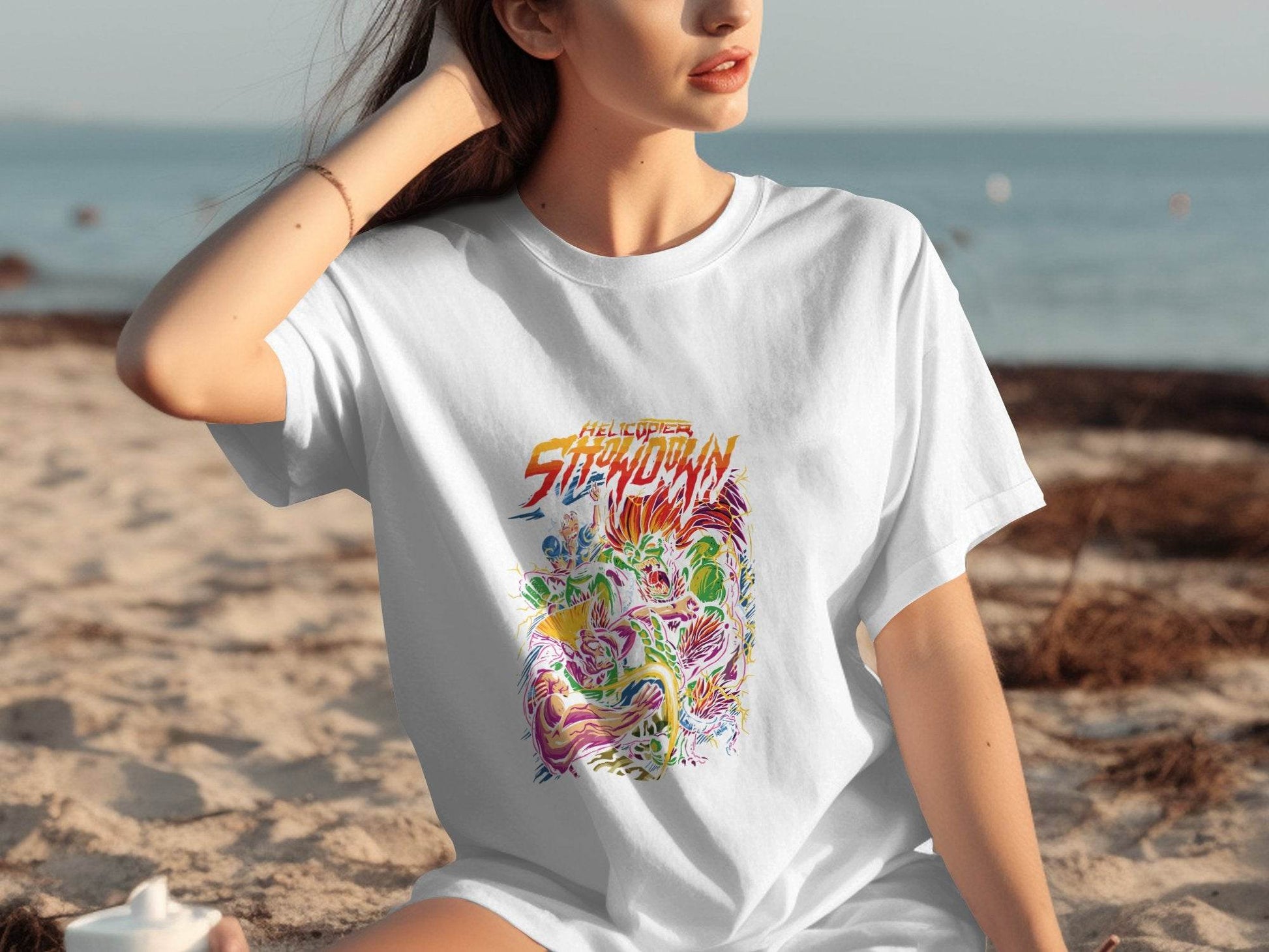 Helicopter Showdown Illustration Graphic Print Style T-Shirt - Design & Vybe