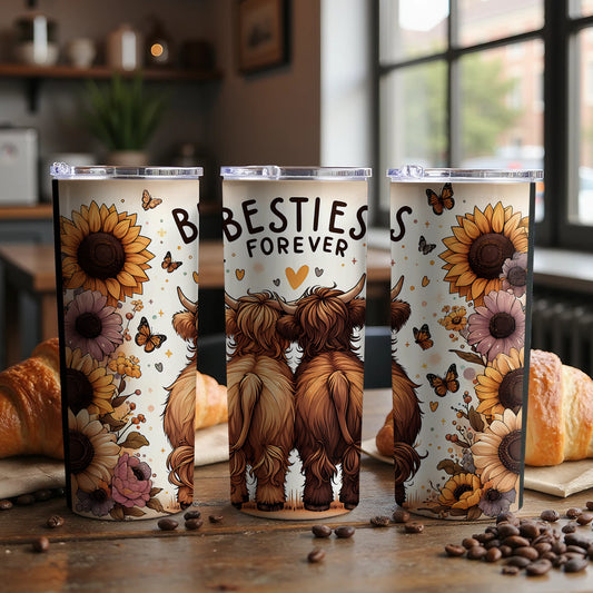 Besties Forever Sunflower Highland Cow Tumbler product type