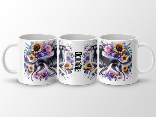 Beautiful Floral Saluki Dog Art Coffee Mug product