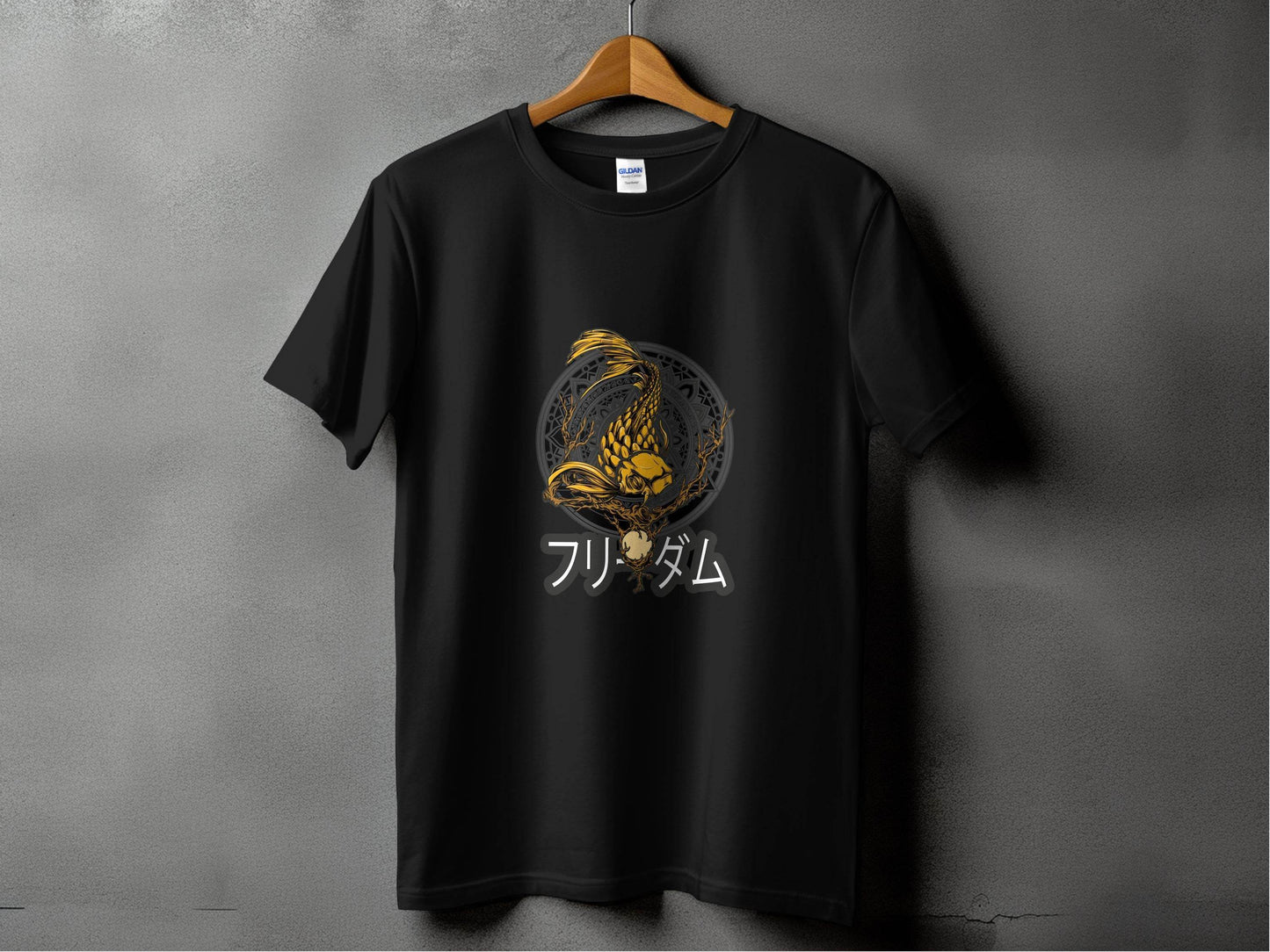 Golden Koi Fish Mandala Japanese Freedom Graphic T-Shirt - Design & Vybe