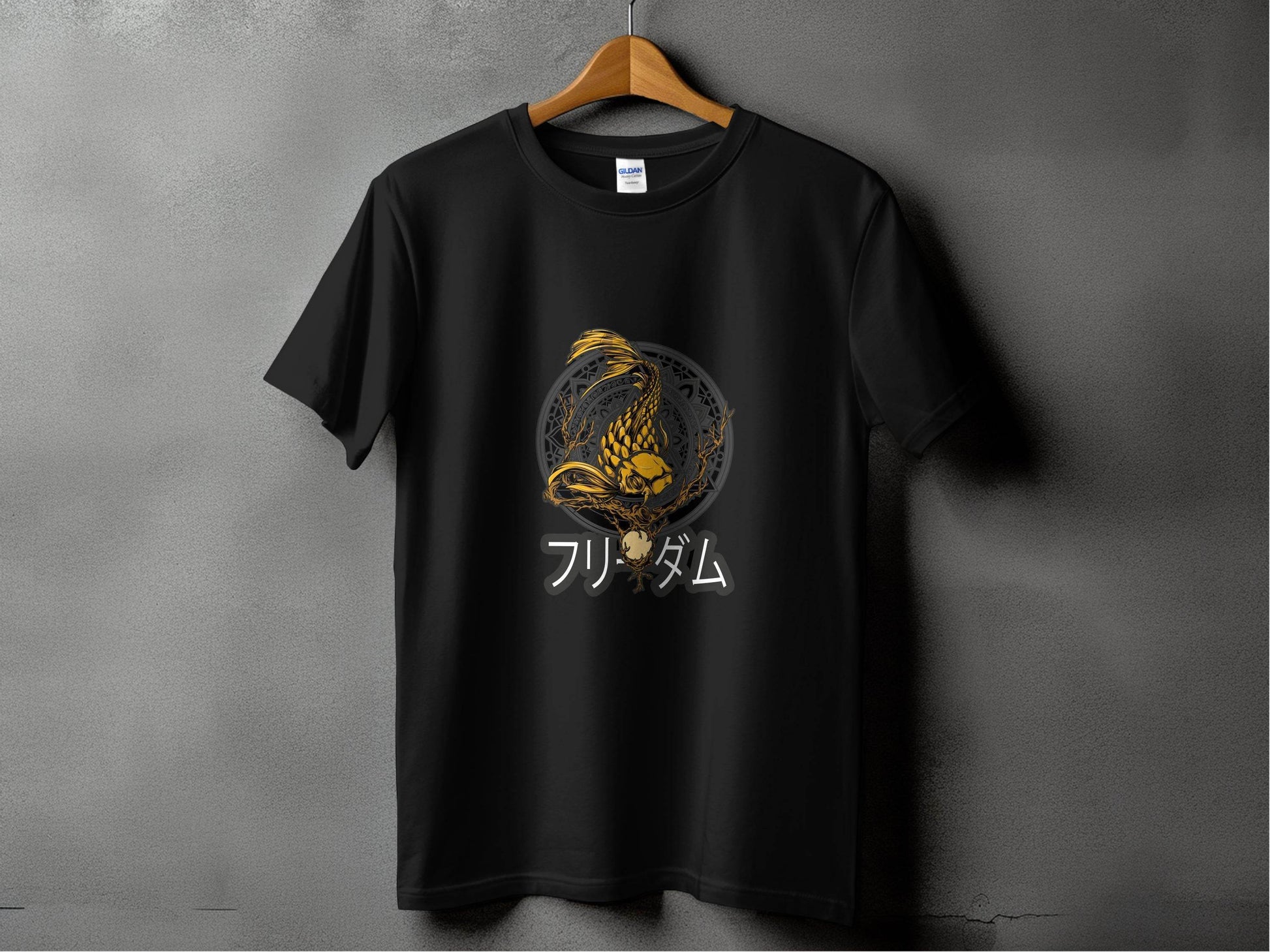 Golden Koi Fish Mandala Japanese Freedom Graphic T-Shirt - Design & Vybe