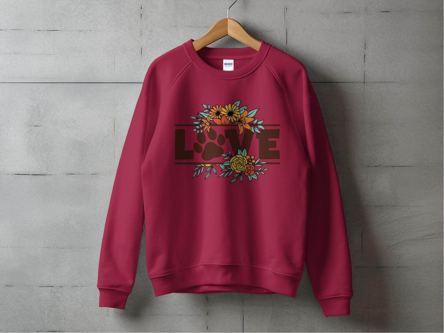 Floral Love Paw Print Design Graphic Flower Design Sweater - Design & Vybe