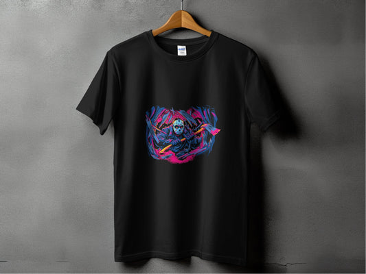 Masked Horror with Axes Abstract Graphics Cool T-Shirt - Design & Vybe