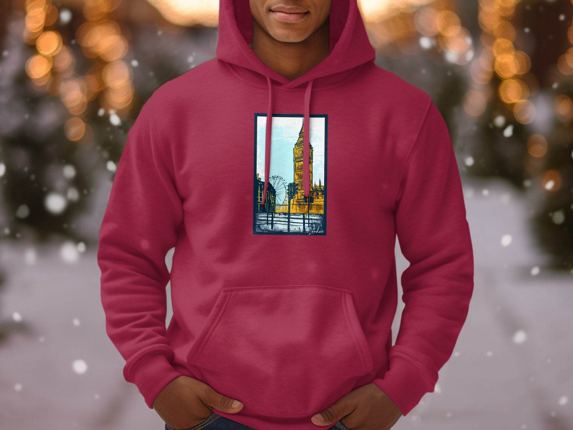 Iconic Big Ben and London Eye Graphic Hoodie - Design & Vybe