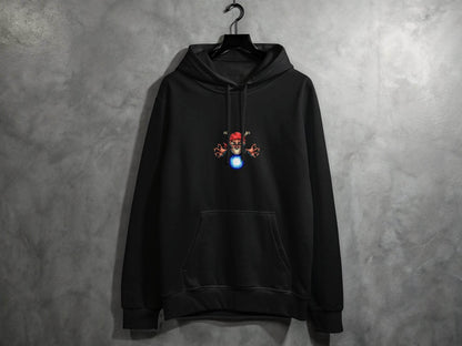 Pirate Skull With Claws And Fire Graphic Art Hoodie - Design & Vybe