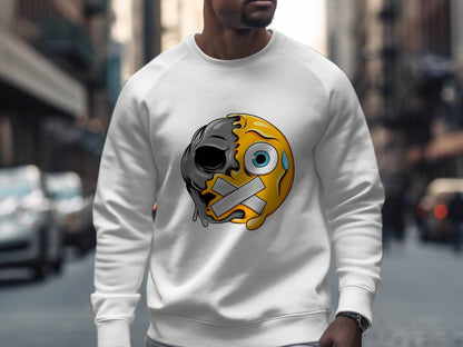 Skull and Emoji Featuring Smiley Design Graphic Sweater - Design & Vybe