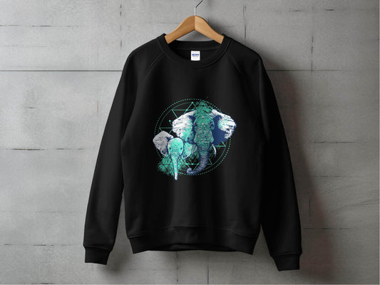Stunning Elephant Graphic Blue Nature Design Sweater - Design & Vybe