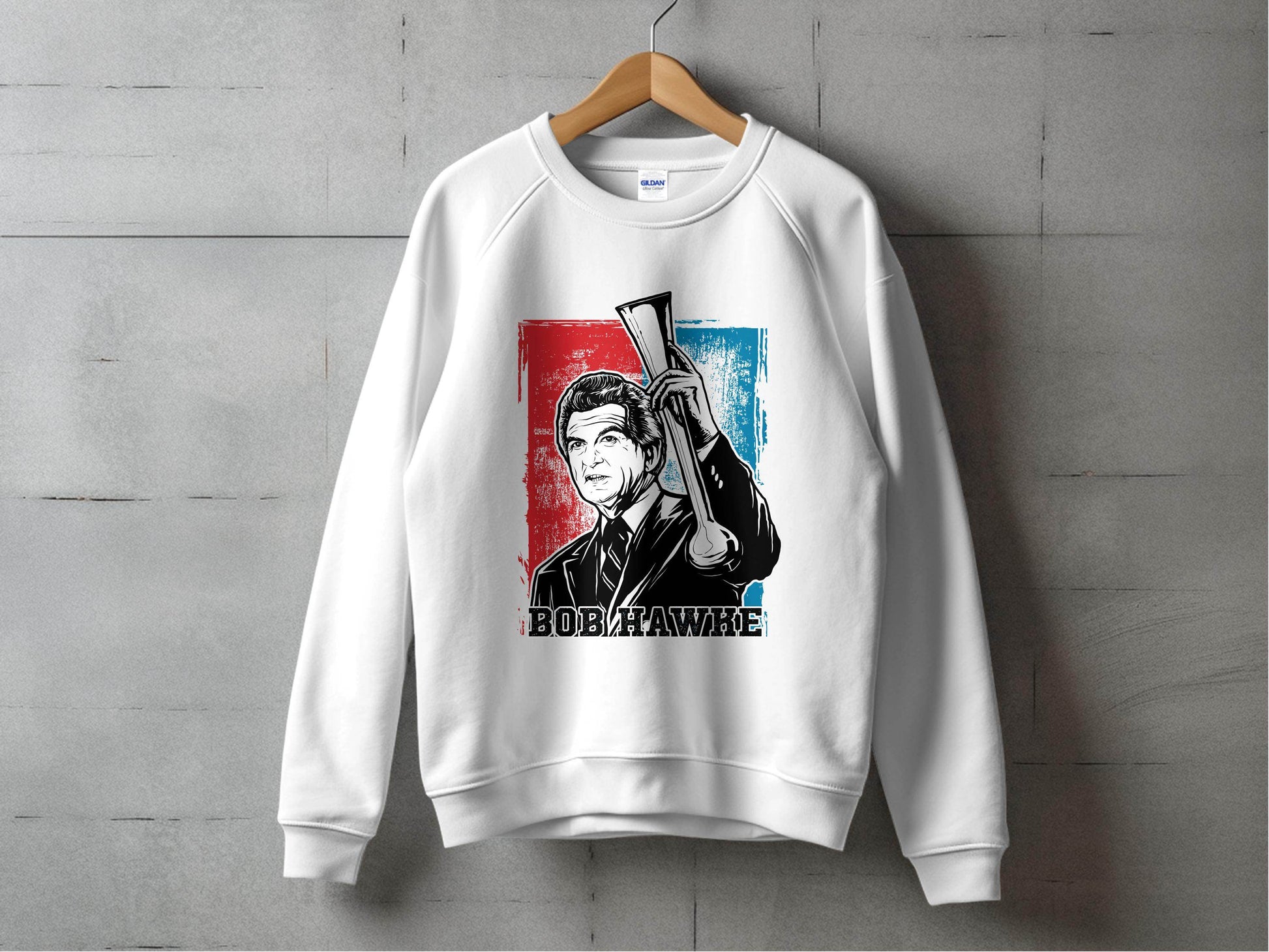 Iconic Bob Hawke Illustration Graphic Print Sweater - Design & Vybe
