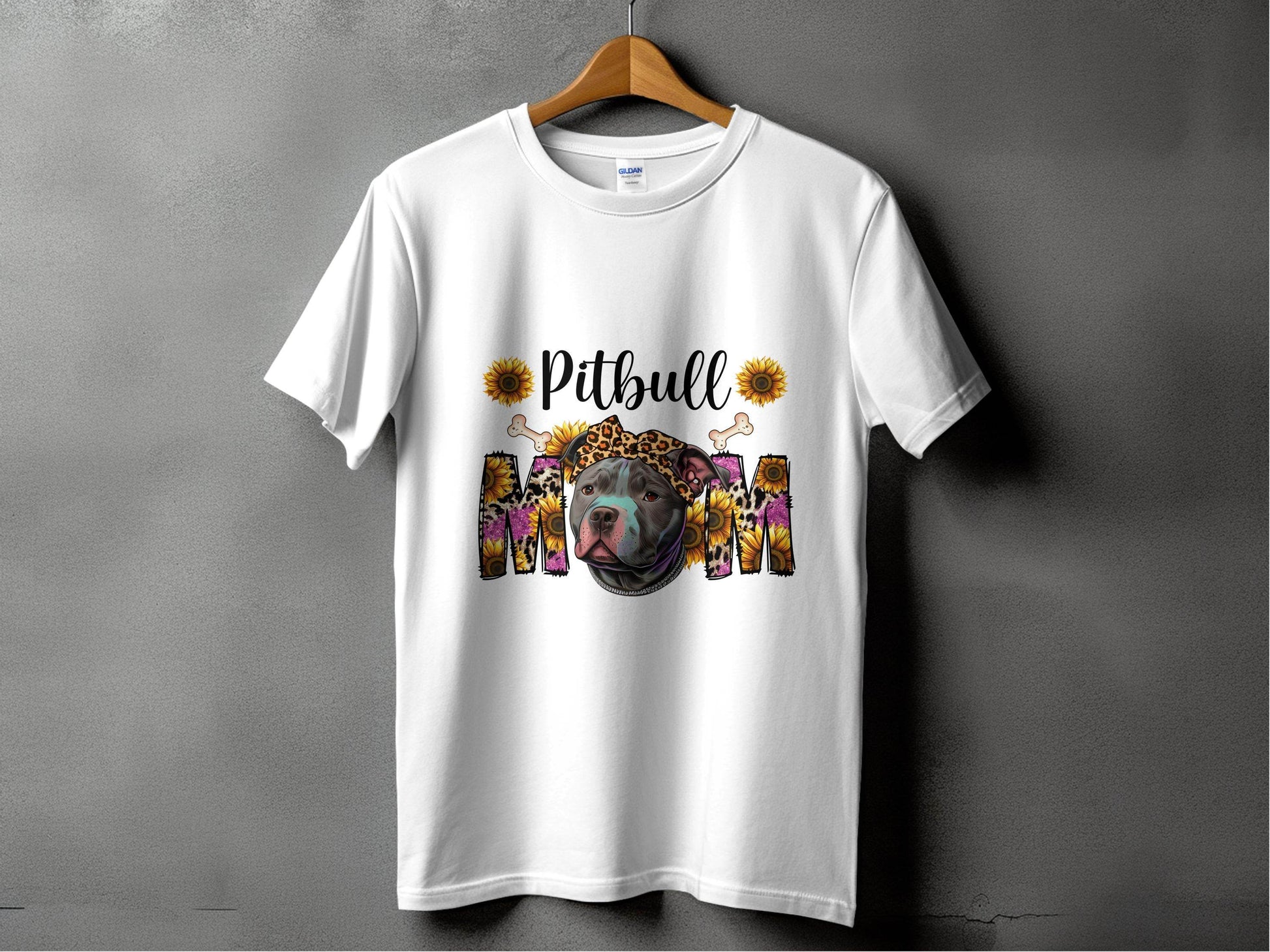 Pitbull Mom With Sunflowers And Bandana Mothers Day T-Shirt - Design & Vybe