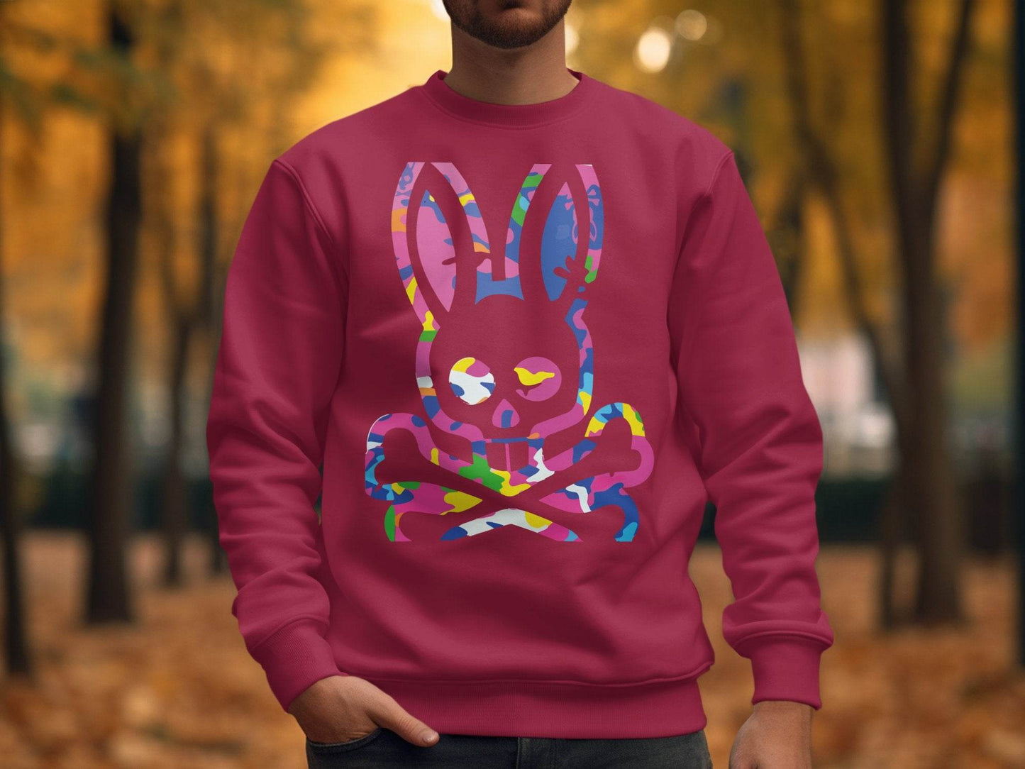 Colorful Skull Bunny Graphic Sweater - Design & Vybe