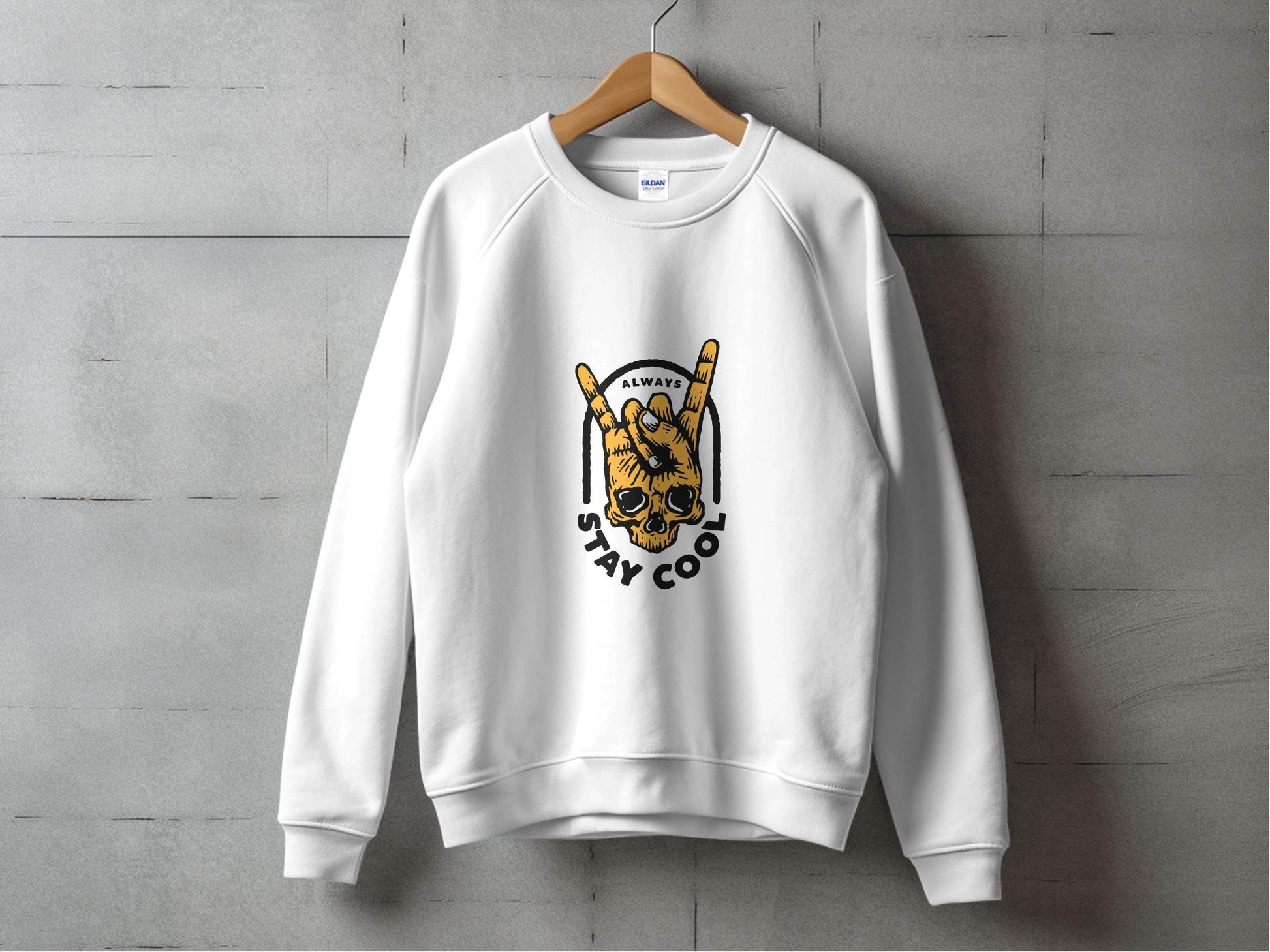 Always Stay Cool Skull Hand Gesture Illustration Sweater - Design & Vybe