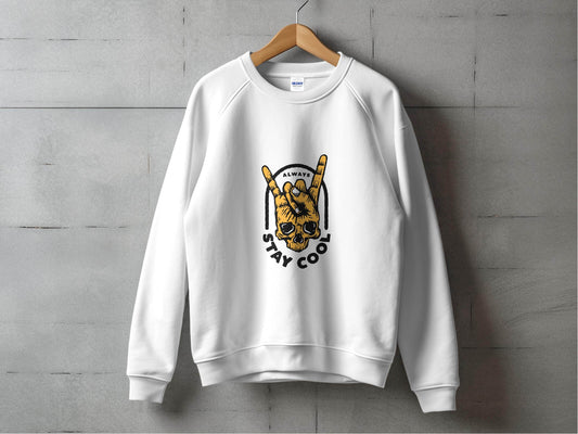 Always Stay Cool Skull Hand Gesture Illustration Sweater - Design & Vybe