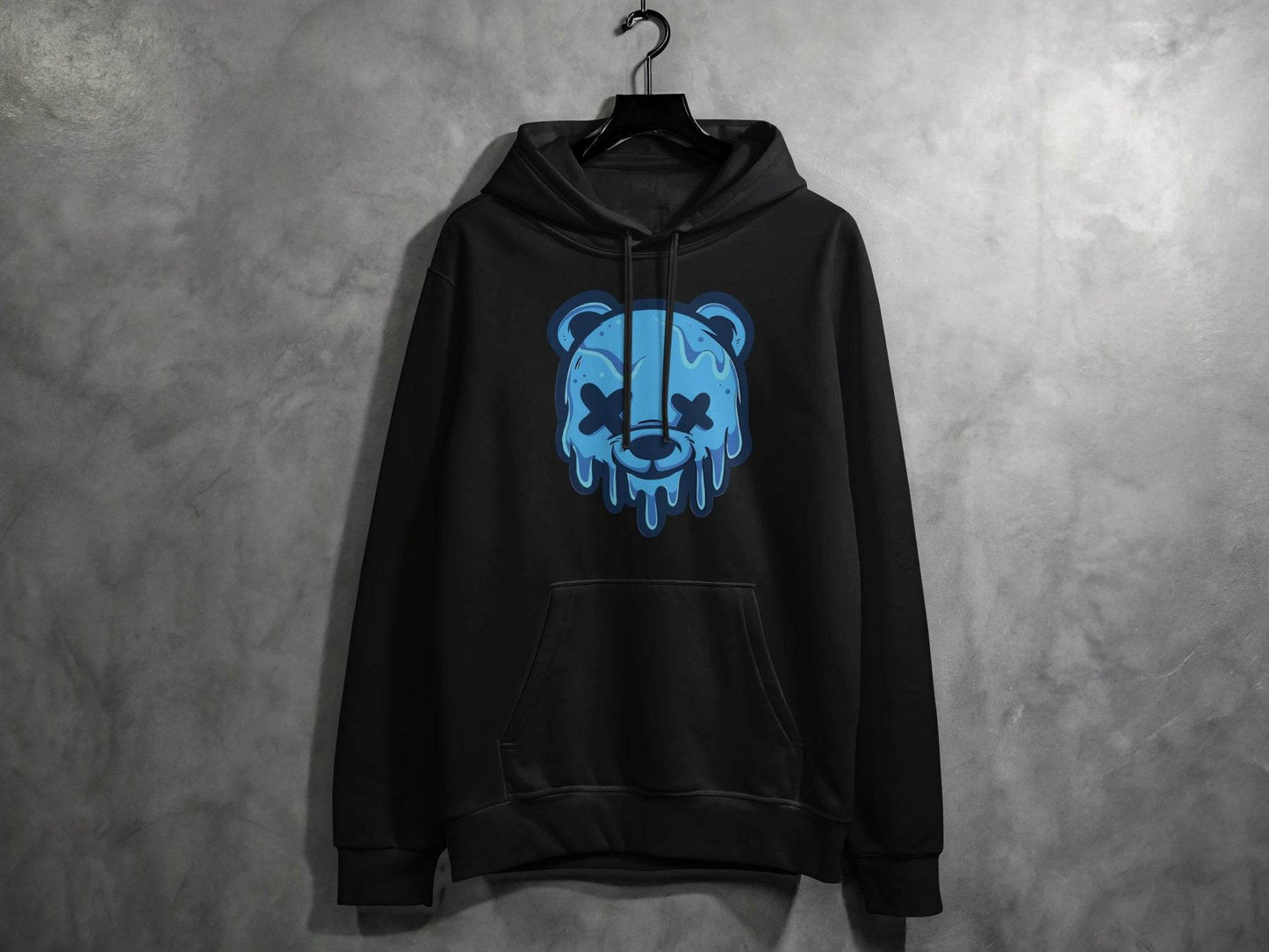 Cool Blue Graffiti Melting Dead Mad Bear Graphic Hoodie - Design & Vybe