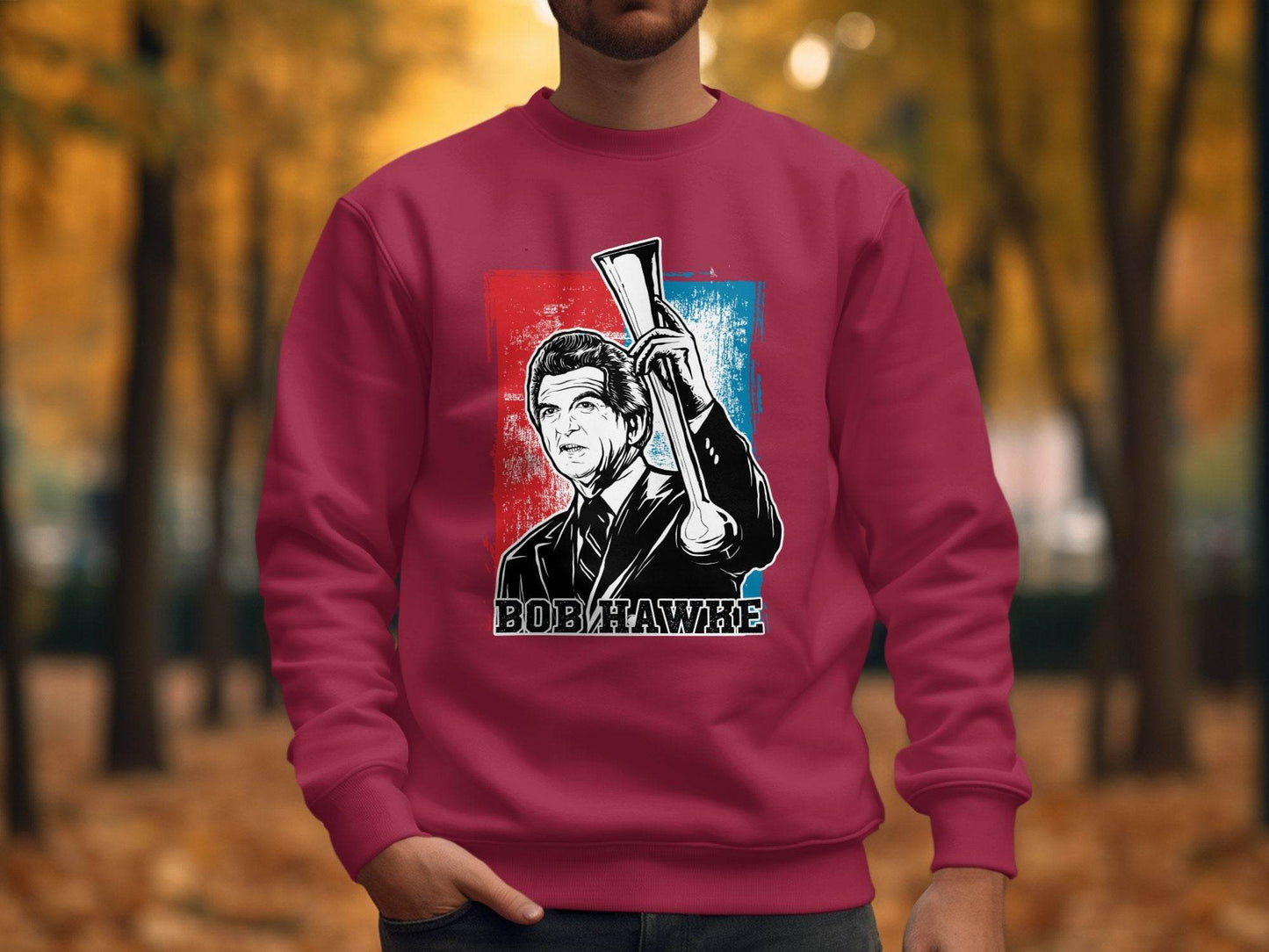 Iconic Bob Hawke Illustration Graphic Print Sweater - Design & Vybe