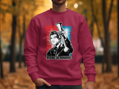 Iconic Bob Hawke Illustration Graphic Print Sweater - Design & Vybe