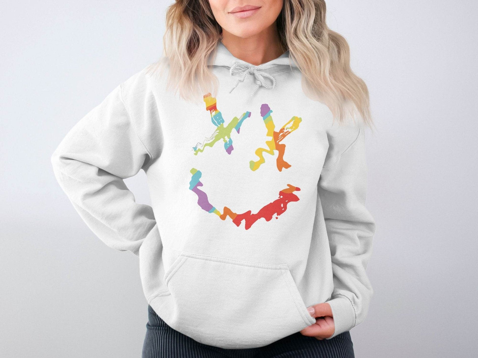 Unique Abstract Dead Smile Colorful Graphic Design Artwork Hoodie - Design & Vybe