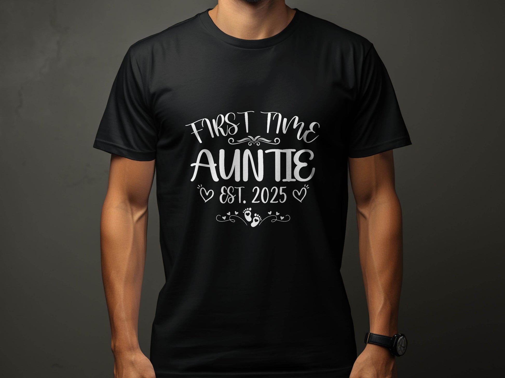First Time Auntie Est 2025 New Aunt Design T-Shirt - Design & Vybe