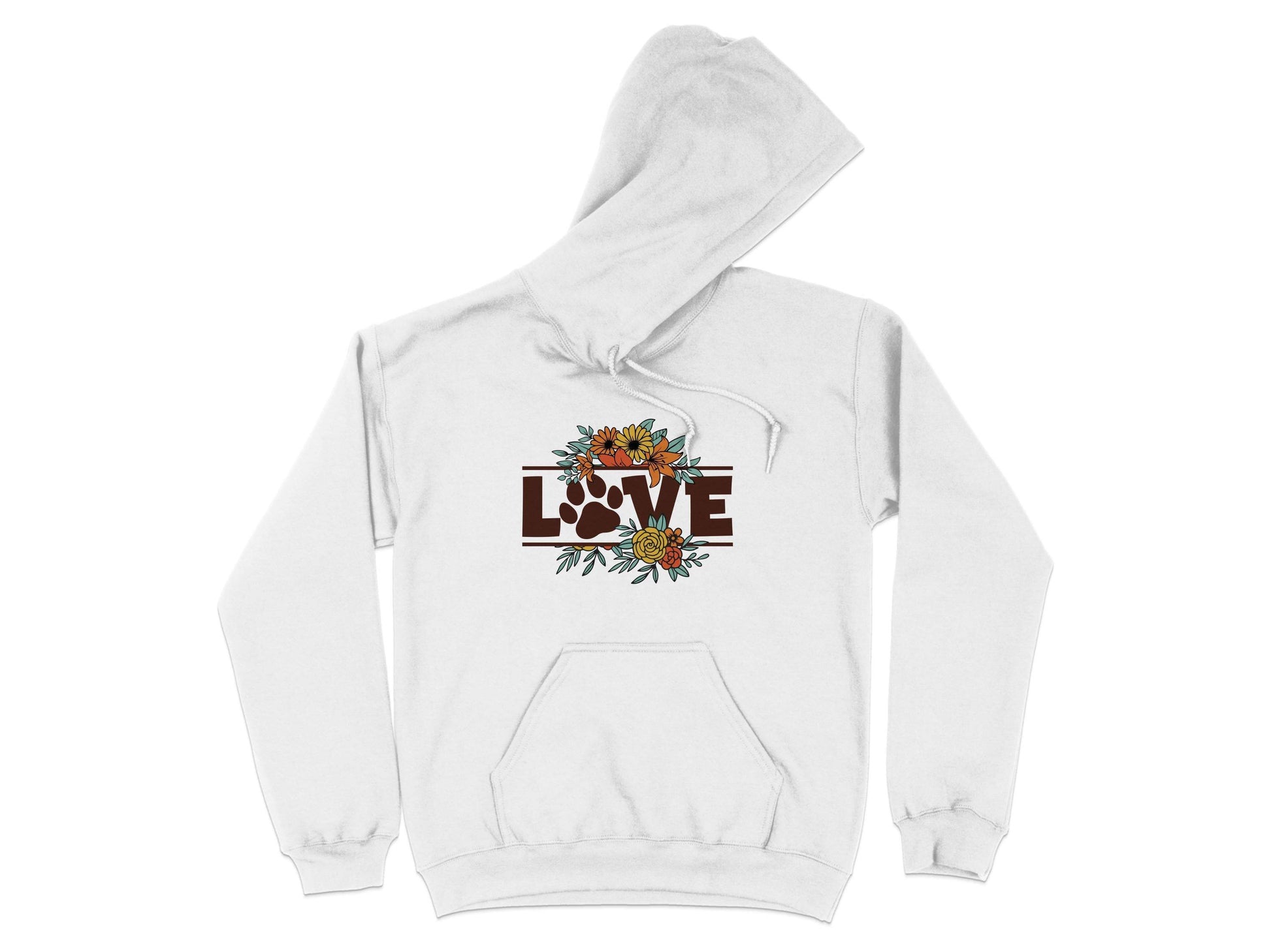 Floral Love Paw Print Design Graphic Flower Design Hoodie - Design & Vybe