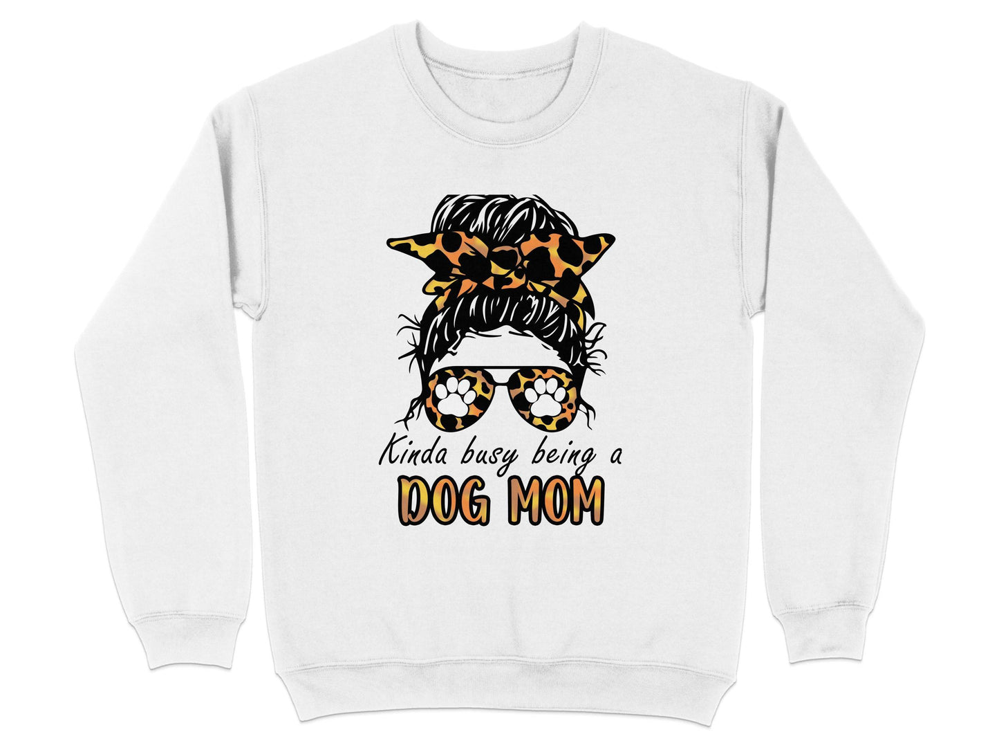 Kinda Busy Being A Dog Mom with Paw Print Glasses Sweater - Design & Vybe