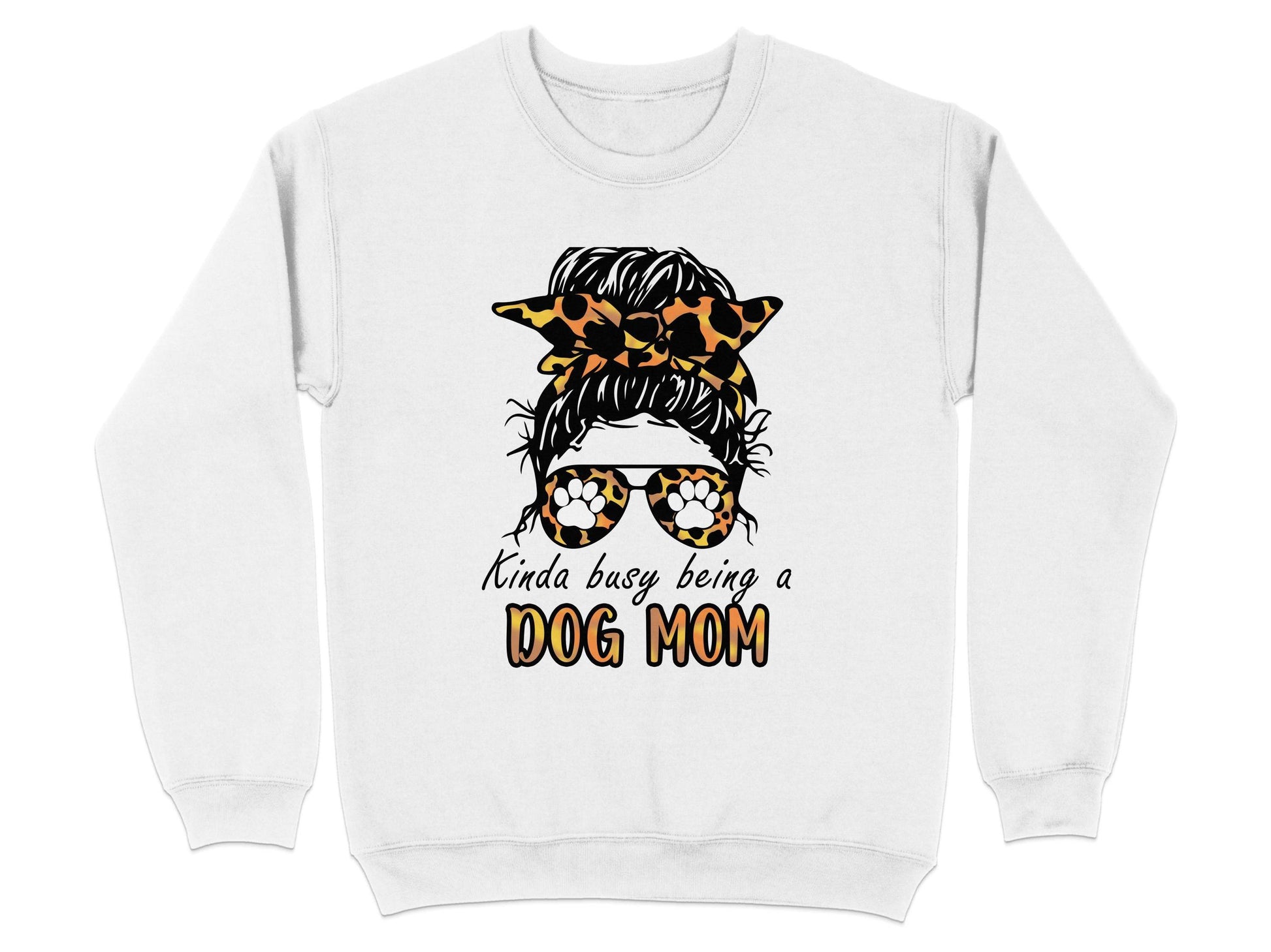 Kinda Busy Being A Dog Mom with Paw Print Glasses Sweater - Design & Vybe