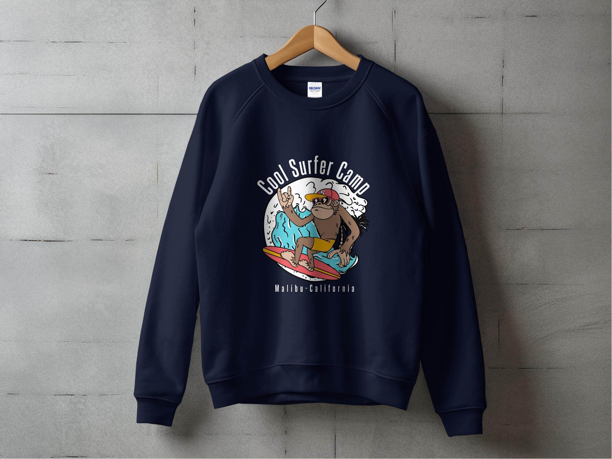 Cool Surfing Monkey Graphic Print Casual Sweater - Design & Vybe