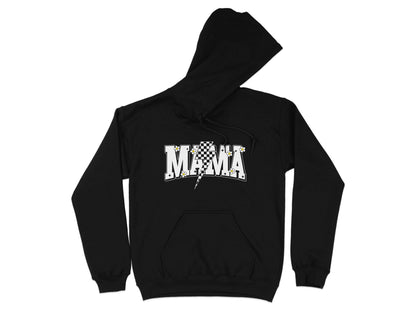 Retro Mama Checkered Bolt Floral Design Graphic Hoodie - Design & Vybe