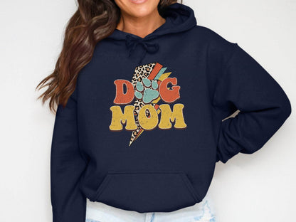 Retro Leopard Dog Mom Paw Print Design Great Gift Hoodie - Design & Vybe