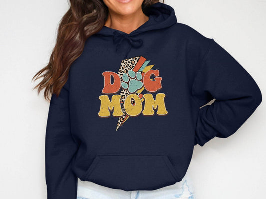 Retro Leopard Dog Mom Paw Print Design Great Gift Hoodie - Design & Vybe