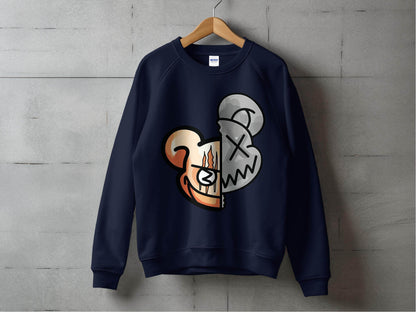 Unique Graphic Half Bear Design Trendy Casual Sweater - Design & Vybe