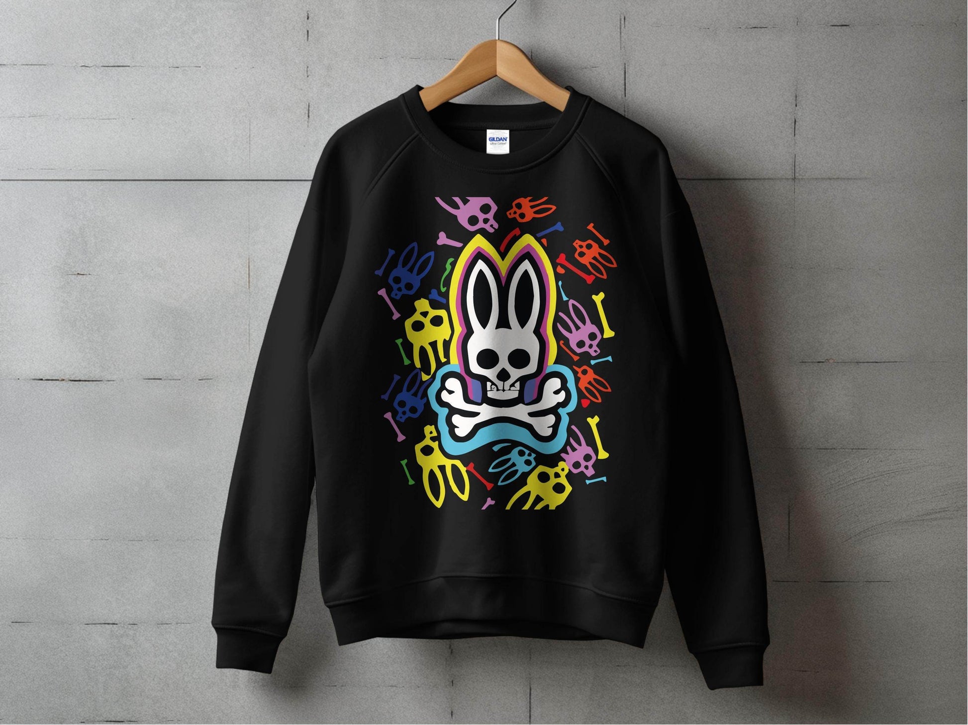Colorful Bunny Skull Graphic Pattern Sweater - Design & Vybe