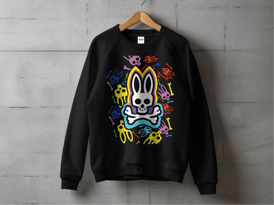 Colorful Bunny Skull Graphic Pattern Sweater - Design & Vybe