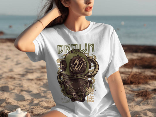 Drown Underwater Helmet Design Cool Graphic T-Shirt - Design & Vybe