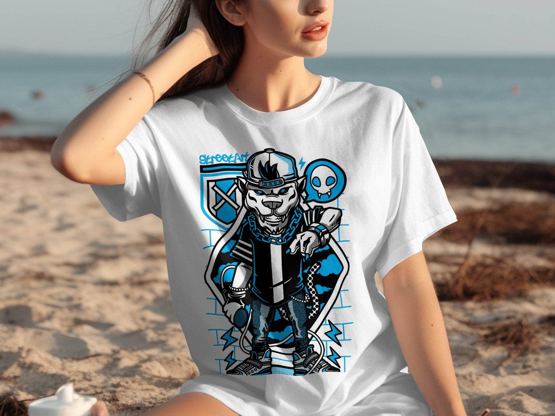 Street Art Urban Panther DJ Design Illustration T-Shirt - Design & Vybe