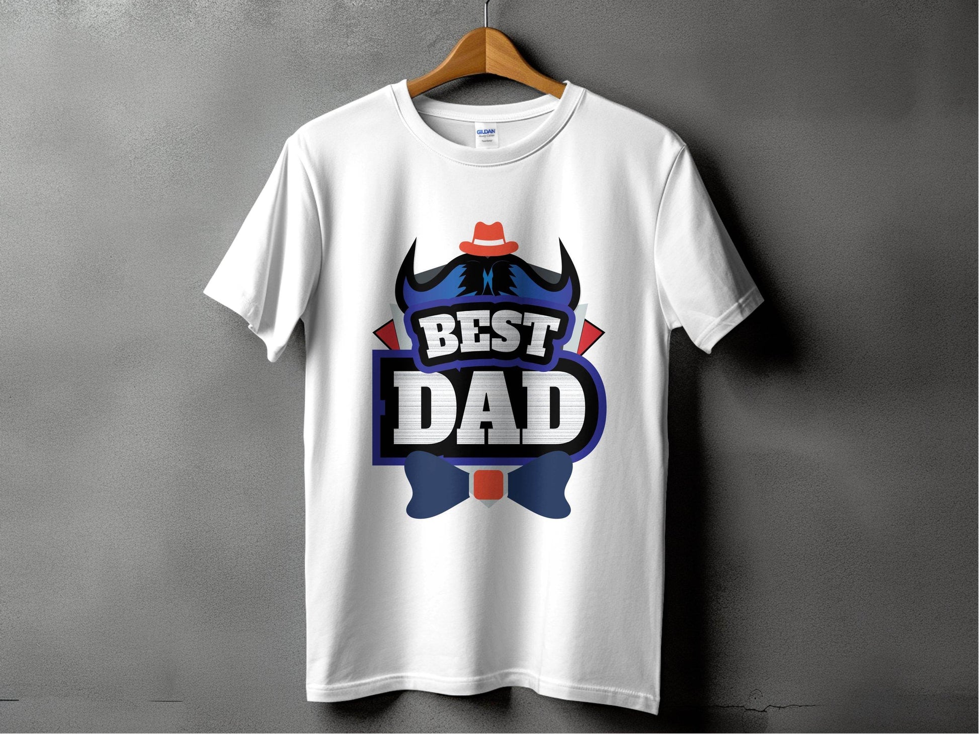 Hat & Mustache Style Best Dad Graphic Design T-Shirt - Design & Vybe