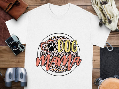 Dog Mama Paw Print On Leopard Print Background T-Shirt - Design & Vybe