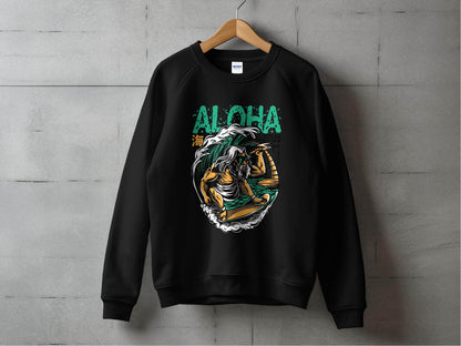 Aloha Zeus God Surf Design Graphic Artistic Sweater - Design & Vybe