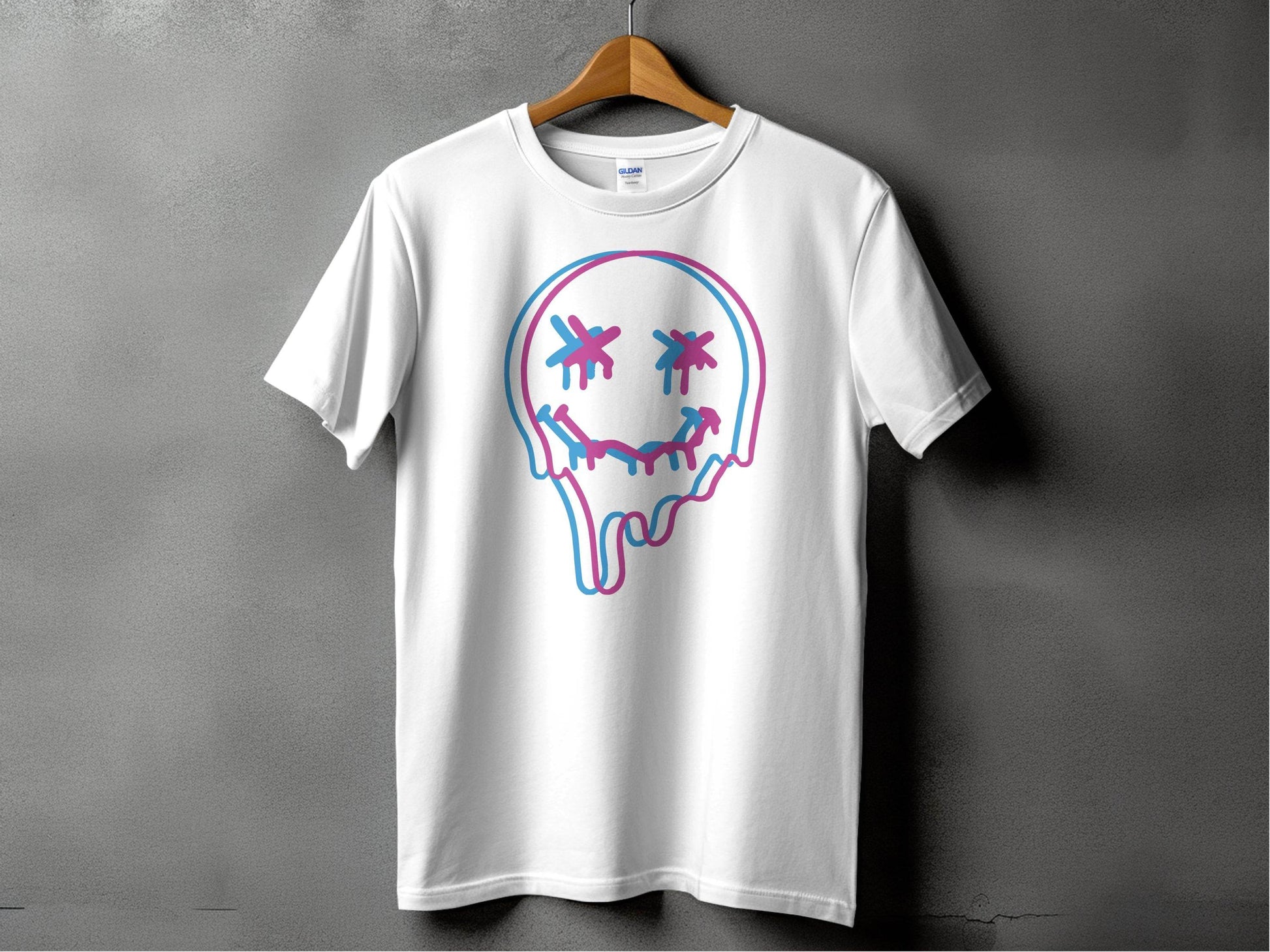 Unique Funny Dripping Smiley Graffiti Dead Face Graphic T-shirt - Design & Vybe