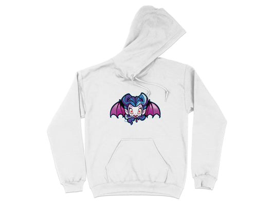 Cute Bat Character Print White Hoodie product