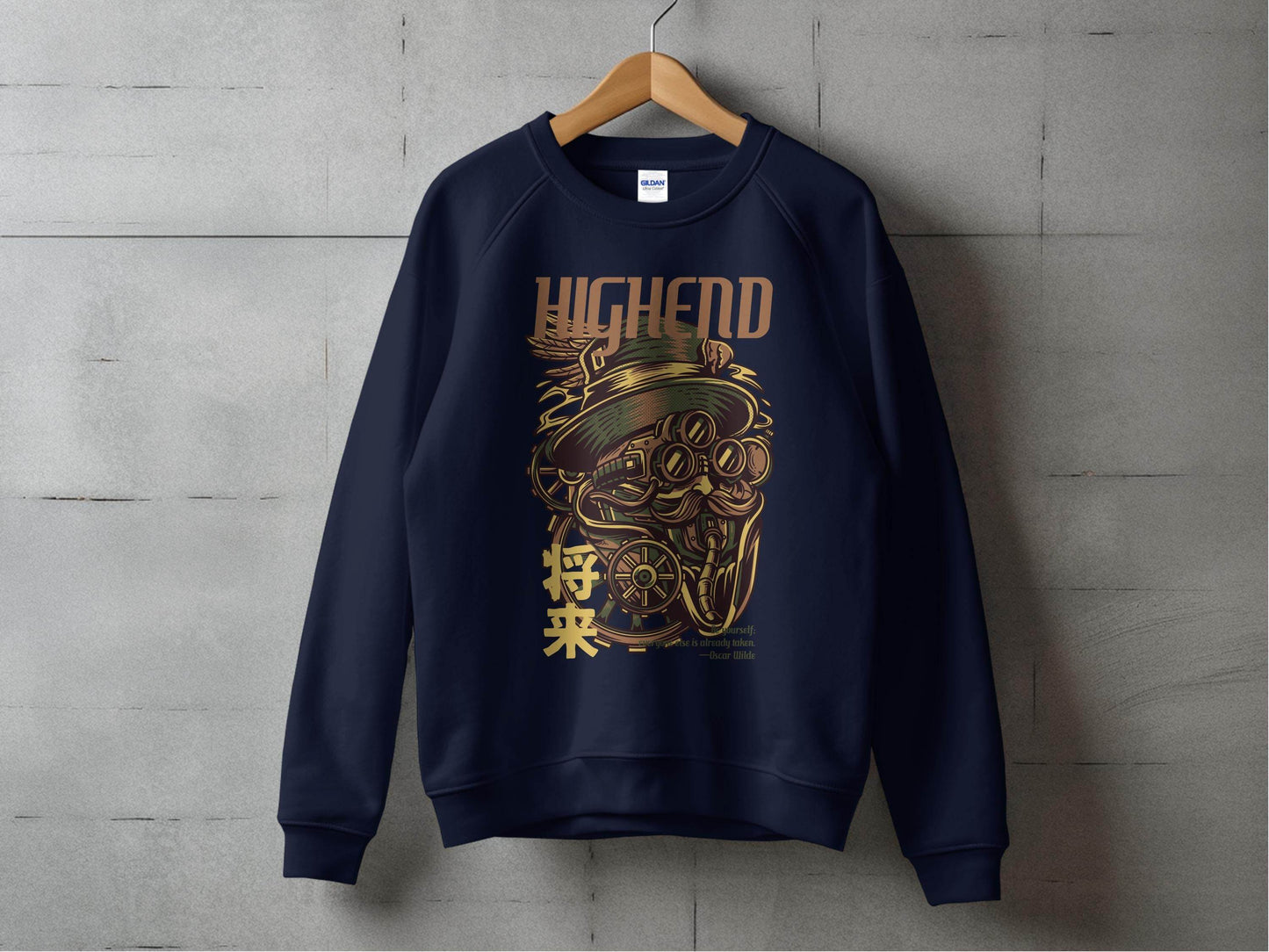 Highend Steampunk Character Illustration Print Sweater - Design & Vybe