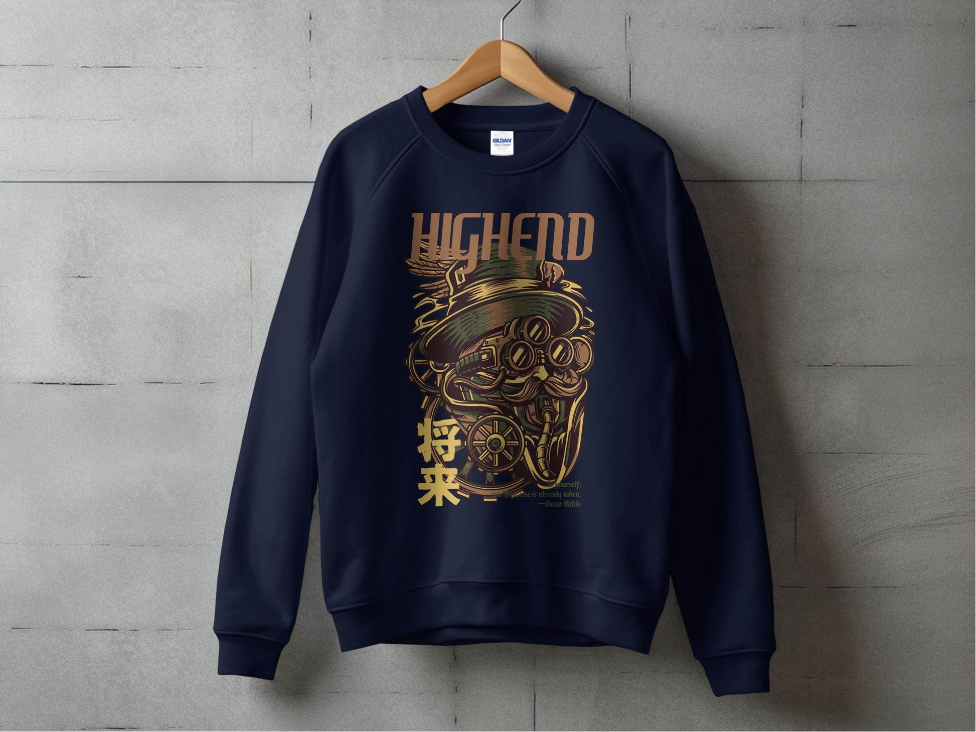 Highend Steampunk Character Illustration Print Sweater - Design & Vybe