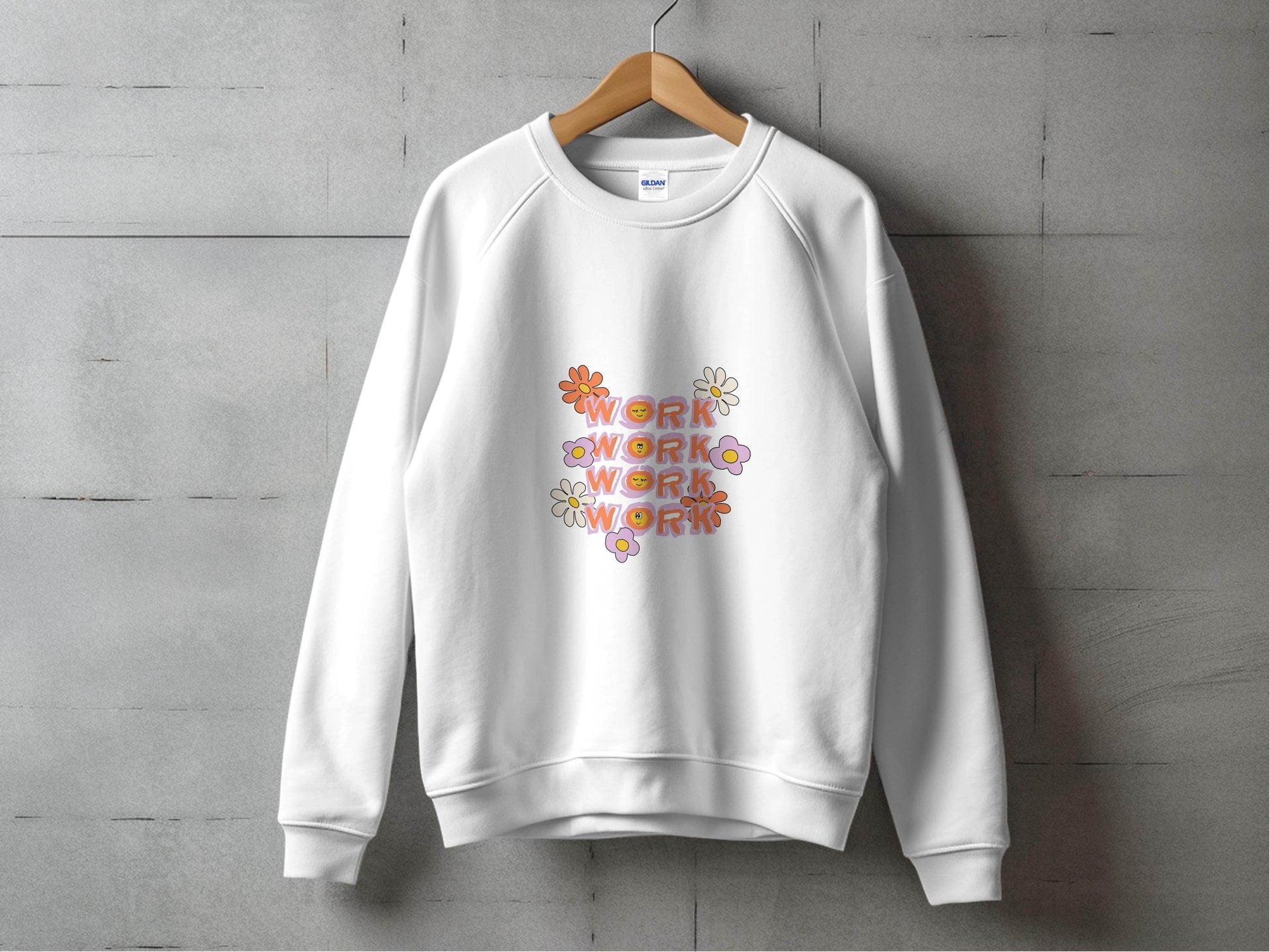 Work With Smiling Sun Flowers Graphic Trendy Design Sweater - Design & Vybe