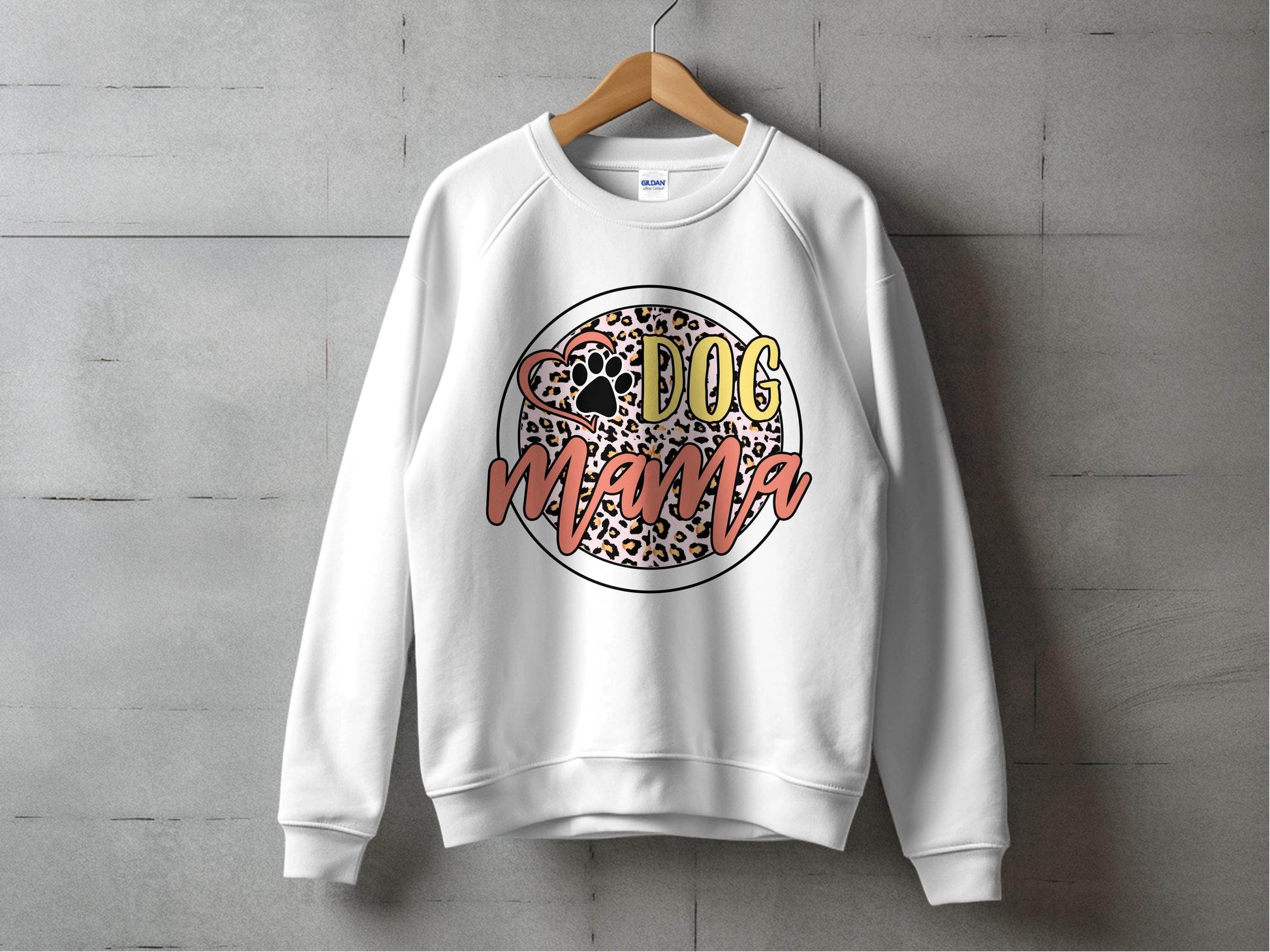 Dog Mama Paw Print On Leopard Print Background Sweater - Design & Vybe