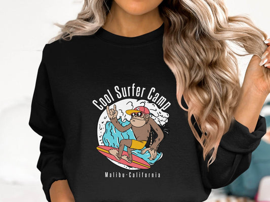 Cool Surfing Monkey Graphic Print Casual Sweater - Design & Vybe